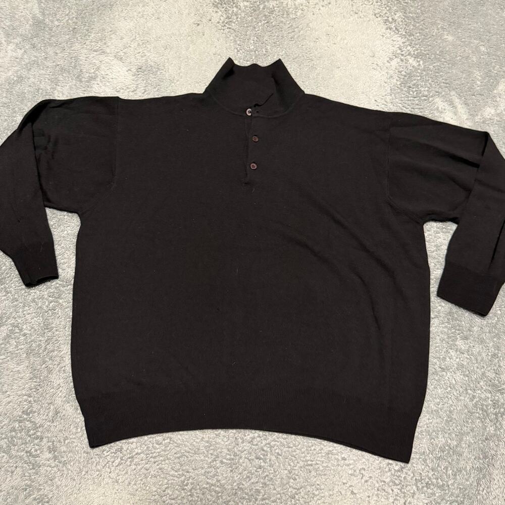 VINTAGE Mondo di Marco Sweater Men XL Black Merino Wool Minimalist Italy